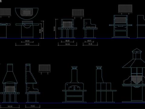  户外烧烤架cad图库 