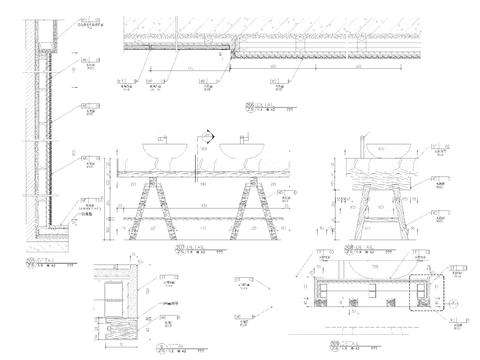  创意洗手台墙身cad大样图 