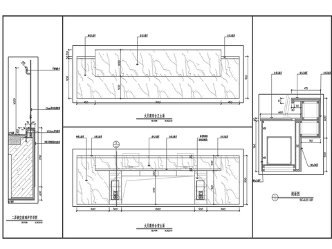  挑空玻璃护栏 服务台cad大样图 