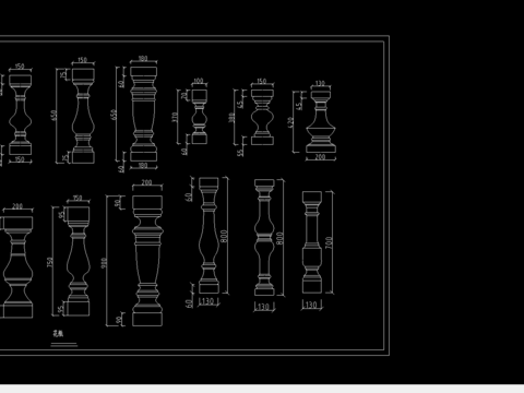  欧式罗马柱cad大样图 