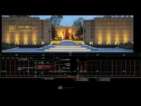  新中式景观墙CAD施工图 