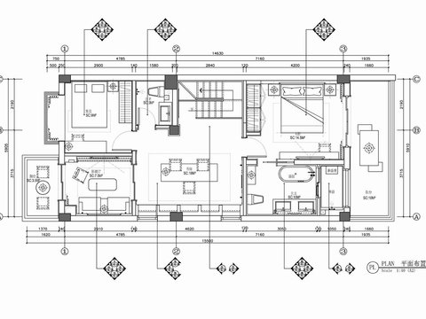  220㎡復(fù)式躍層家裝CAD施工圖 
