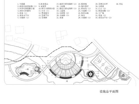  舟山某公园总平面图植物CAD施工图 