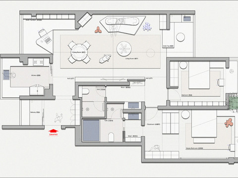  138㎡平层cad平面图 