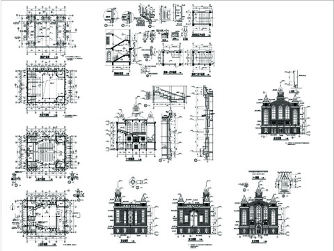  教堂建筑cad大详图 