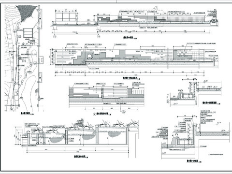  凸起式叠水景大样CAD施工图 