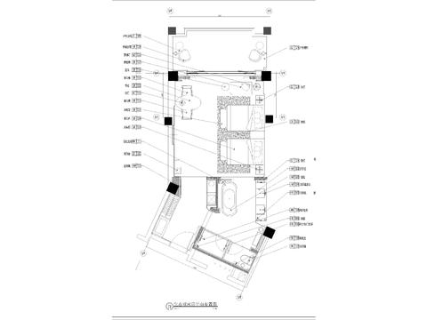  生態(tài)雙床房酒店客房cad施工圖 