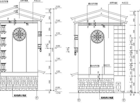  藏式建筑外觀CAD施工圖 