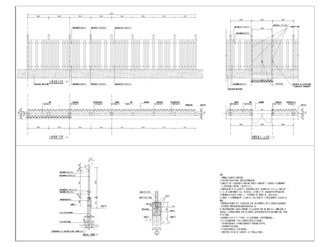  铁艺围墙围栏cad施工图 