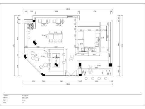  咖啡廳 奶茶店cad施工圖 