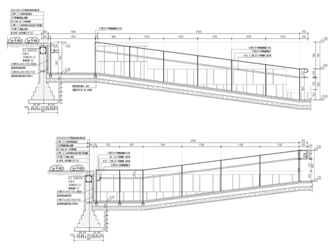  现代 L型 单坡式 无障碍通道cad大样图 