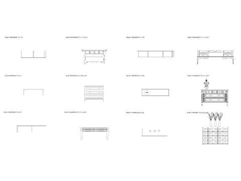  欧式带抽屉玄关柜平立面cad图库 