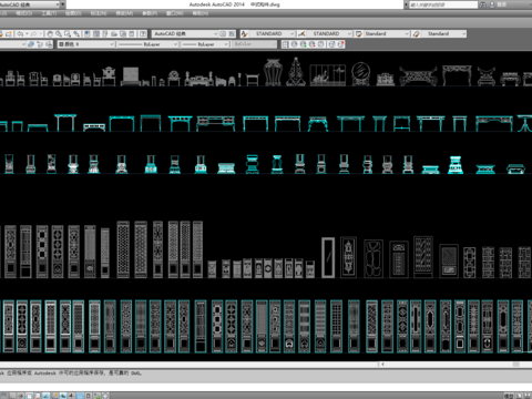  中式隔断垭口cad图库 
