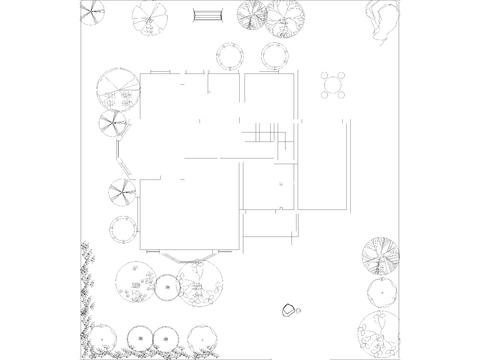  别墅庭院cad平面图 