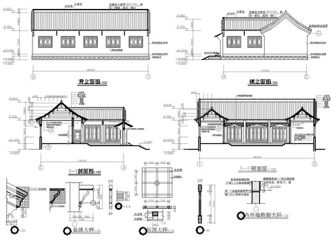  寺庙古建筑 寺院cad大样图 