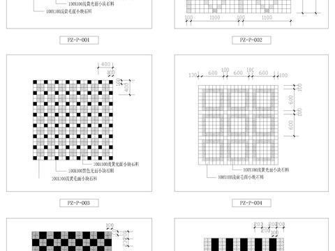  地砖铺设鹅卵石水泥路cad图库 