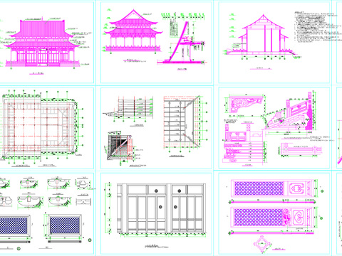 古建筑cad施工图 
