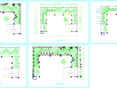  小型屋顶花园绿化CAD施工图 
