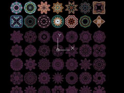  雪花图案cad图库 