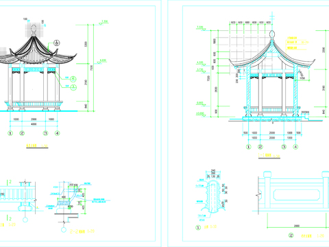  亭子設(shè)計(jì)CAD施工圖 