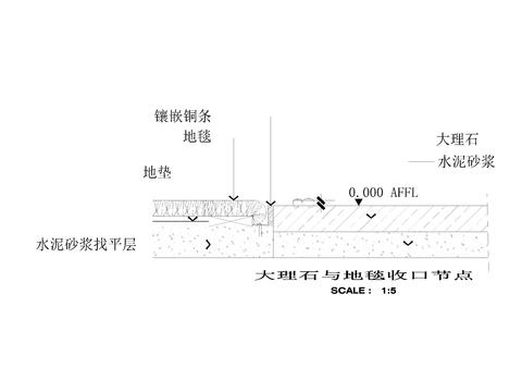  大理石与地毯收口cad节点大样图 