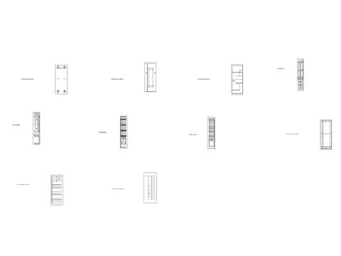  中式方形线框纹理隔断 屏风cad图库 