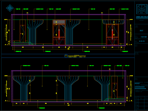  宴会厅全套cad施工图 
