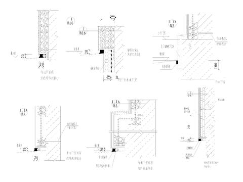  外墙外保温建筑构造cad大样图 