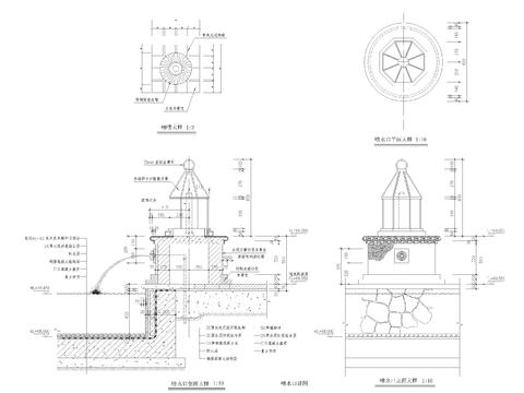  喷水口详图cad大样图 