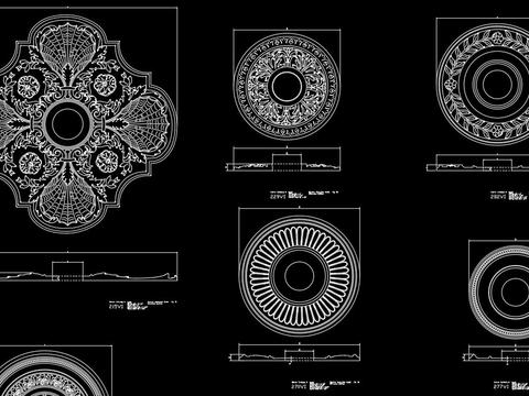  雕花图案cad图库 
