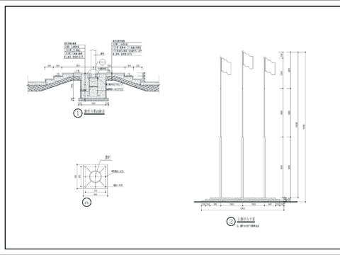  旗杆基础做法CAD节点大样 