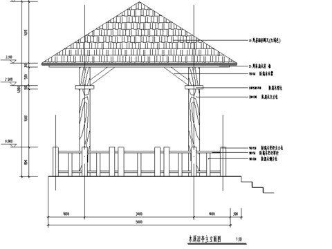  公园规划凉亭cad施工图 