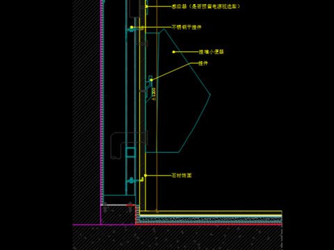  挂墙式小便器节点图CAD施工图 