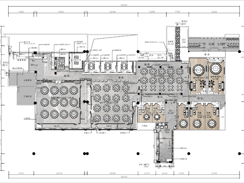  2000㎡酒店餐厅cad平面图 