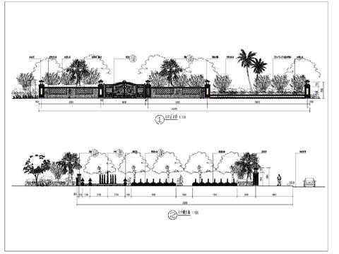  入口大门cad立面图 