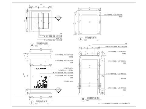  垃圾桶cad大样图 