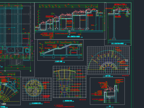  小区入口叠级花池CAD大样图 