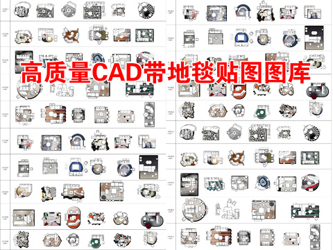  带地毯贴图CAD图库 