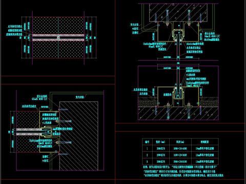  玻璃隔断CAD节点大样图 