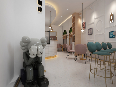  网红奶茶店cad施工图 