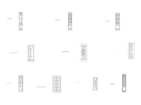  中式花形波浪纹理隔断 屏风cad图库 