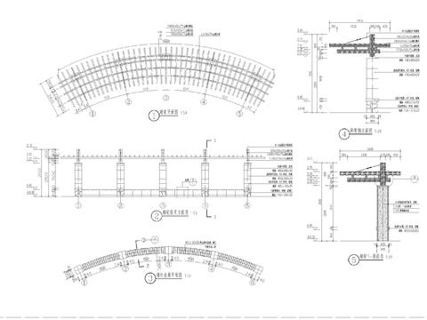  弧形廊架cad大样图 