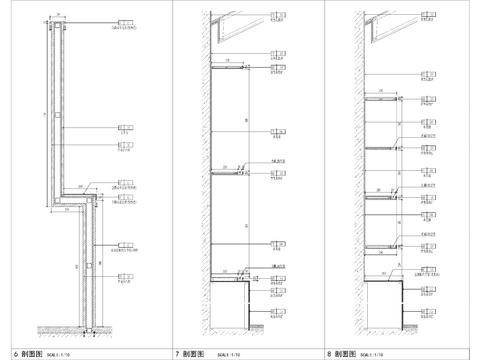  小厨餐厅墙身cad大样图 