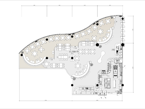 700㎡异形创意餐厅cad平面图 