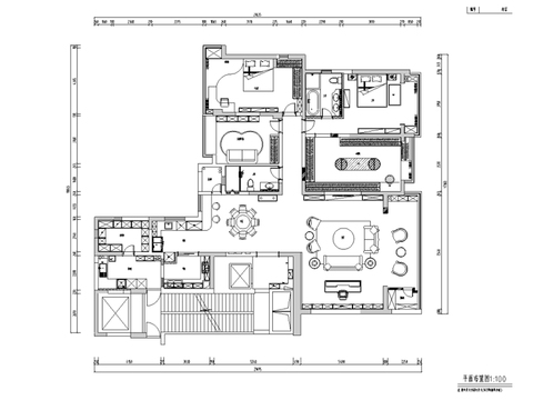  欧式大平层豪宅CAD平面图 