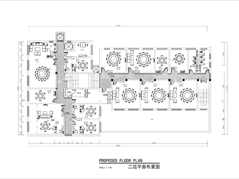  兩層酒樓餐廳cad平面圖 