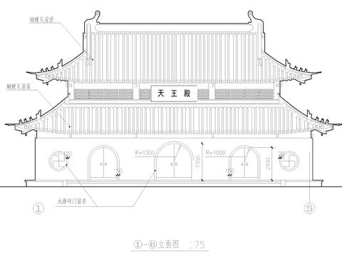  天王殿全套建筑結(jié)cad施工圖 