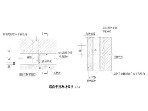  干挂大理石石材花岗岩节点大样图 