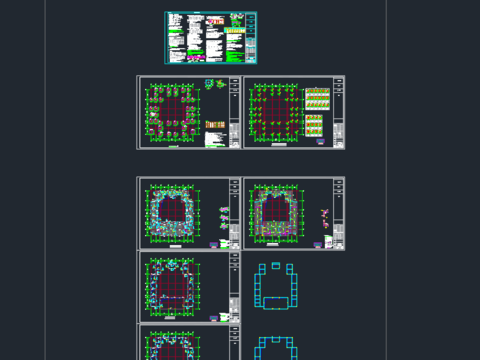  仿古红色文化展示馆结构CAD施工图 