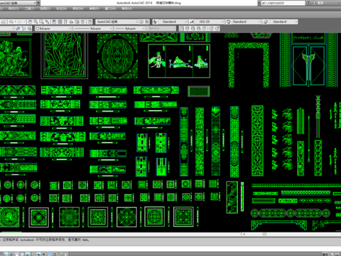  明清花饰模块cad图库 
